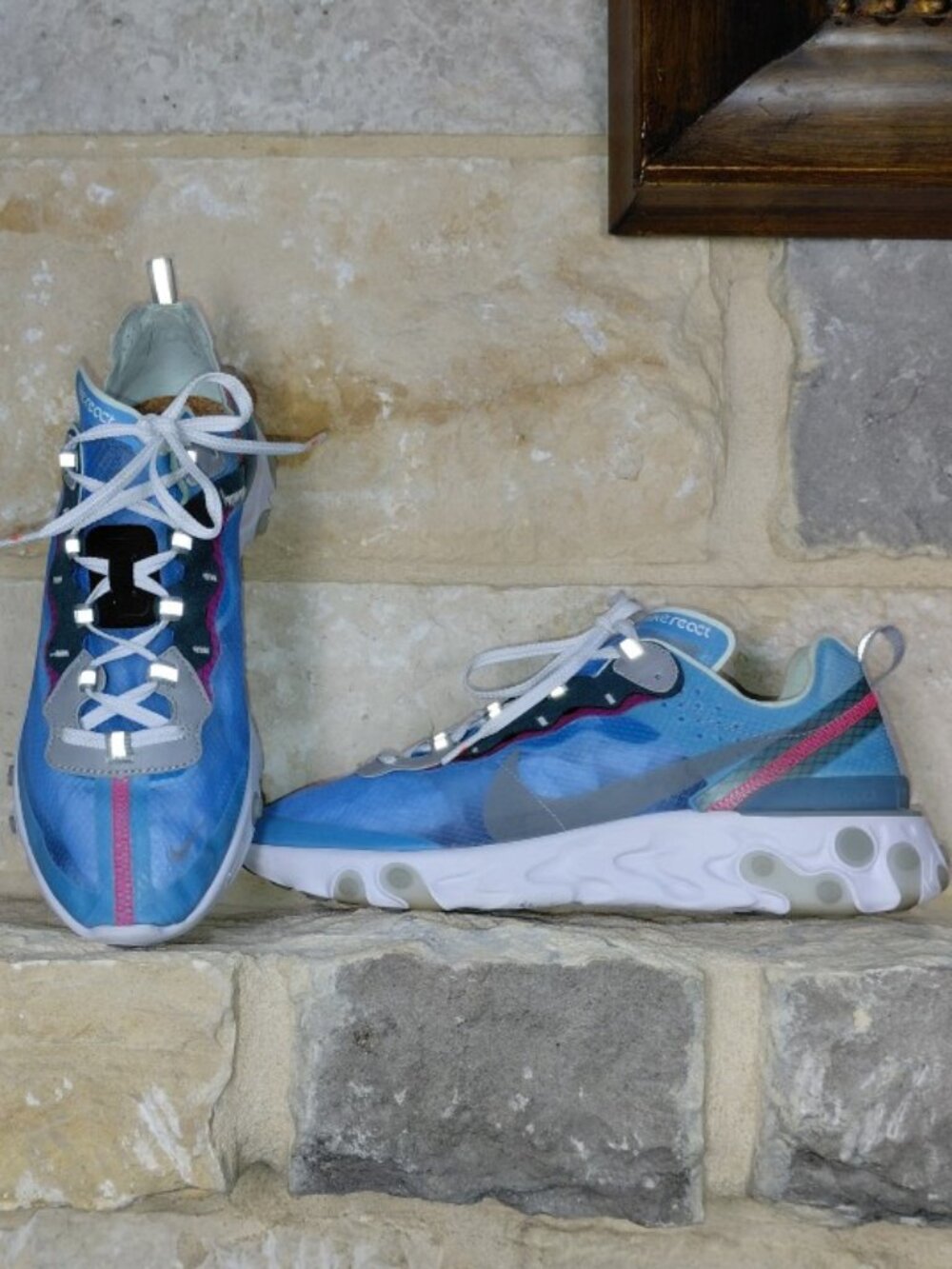 Nike Mens Sz 10.5M React Element 87 Royal Tint Clear Blue Translucent Sneaker